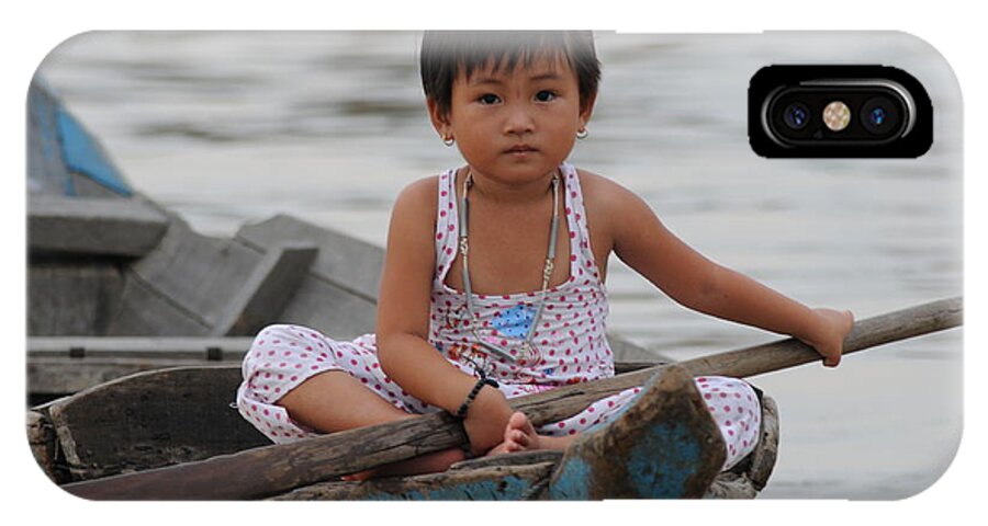 Vietnamese Girl iPhone X Case featuring the photograph Vietnamese Girl on Lake Tonle Sap by Vivian Christopher