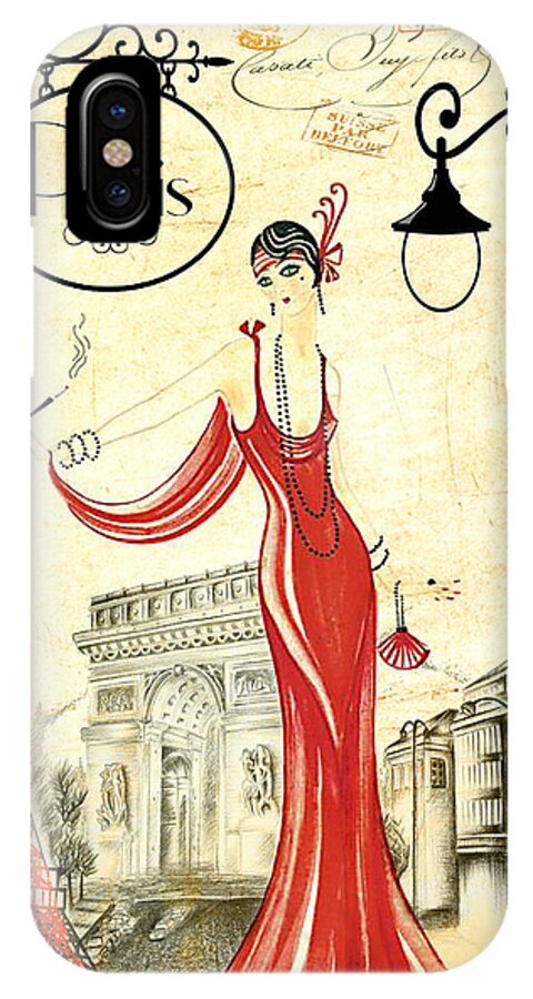 Paris iPhone X Case featuring the digital art Vintage Paris Woman by Greg Sharpe