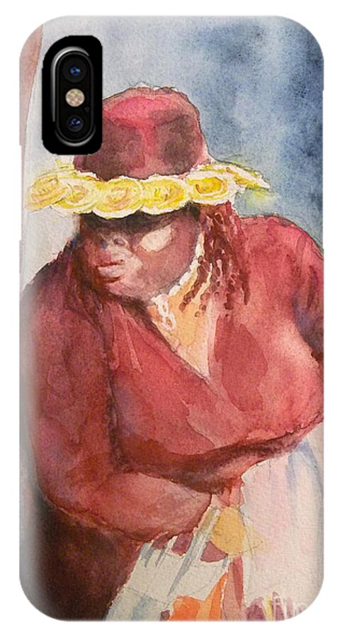 African American iPhone X Case featuring the painting Waiting 1 by Yoshiko Mishina