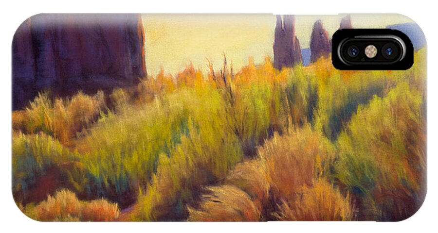 Monument Valley iPhone X Case featuring the painting Walk in the Wash by Marjie Eakin-Petty
