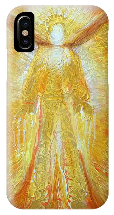 Angel iPhone X Case featuring the painting Warrior Angel by Anne Cameron Cutri