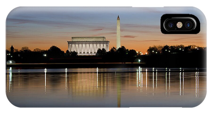 washington D.c. iPhone X Case featuring the photograph Washington DC - Lincoln Memorial and Washington Monument by Brendan Reals