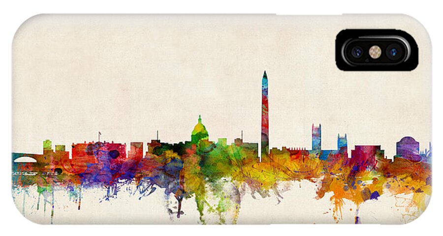 #faatoppicks iPhone X Case featuring the digital art Washington DC Skyline by Michael Tompsett