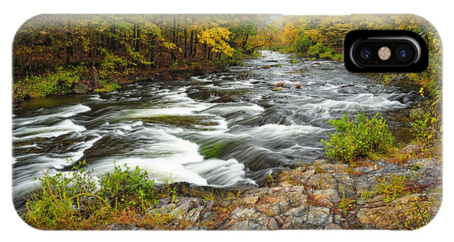 Beaver's Bend State Park iPhone X Case featuring the photograph Watching it all go by at Beaver's Bend Broken Bow Fall Foliage Oklahoma by Silvio Ligutti
