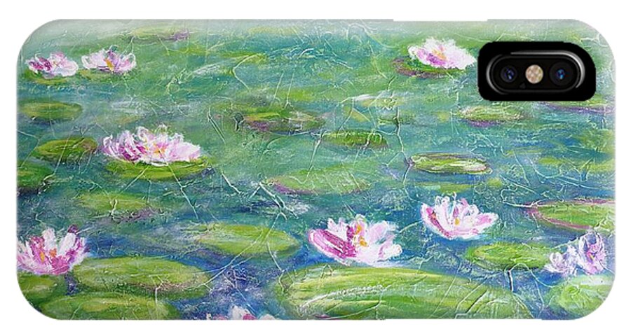 Lilies iPhone X Case featuring the painting Water Lilies by Cristina Stefan