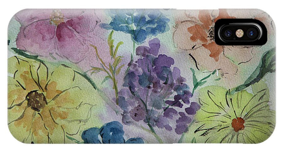 Water Color Flowers iPhone X Case featuring the painting Pastel Flowers by Lucille Valentino