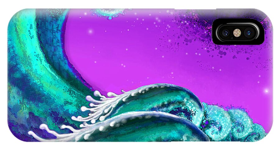 Wave iPhone X Case featuring the digital art Waves by Carol Jacobs