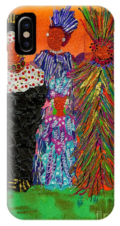 Women iPhone X Case featuring the painting We Women Folk by Angela L Walker
