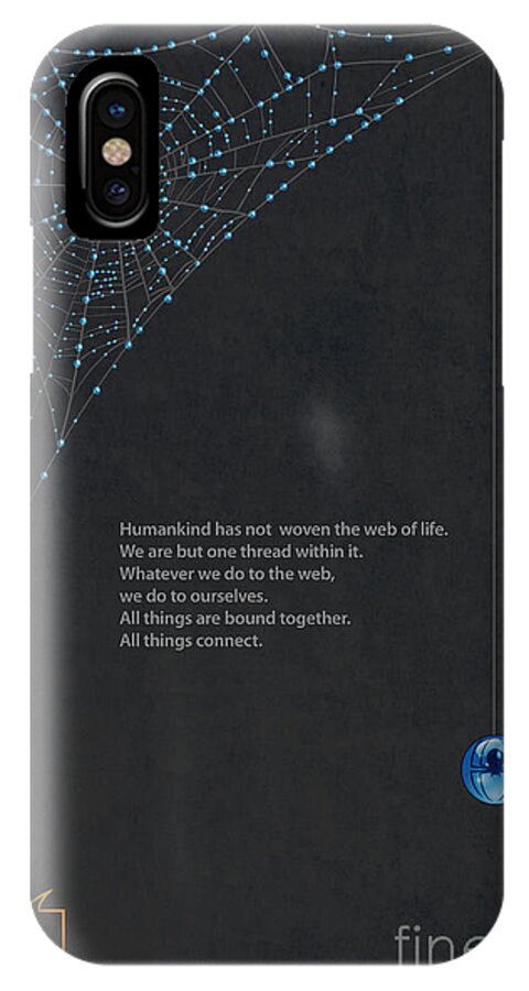Quote iPhone X Case featuring the painting Web of Life by Sassan Filsoof