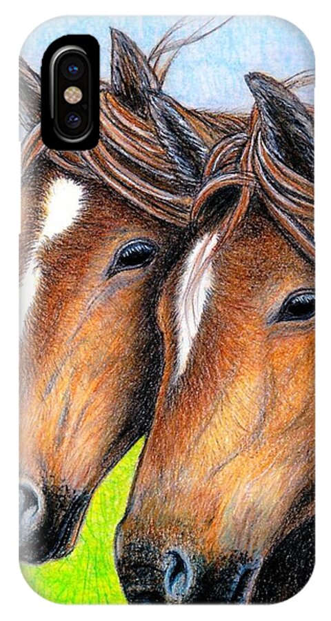 Horses iPhone X Case featuring the painting Welsh Mountain Ponies by Jo Prevost