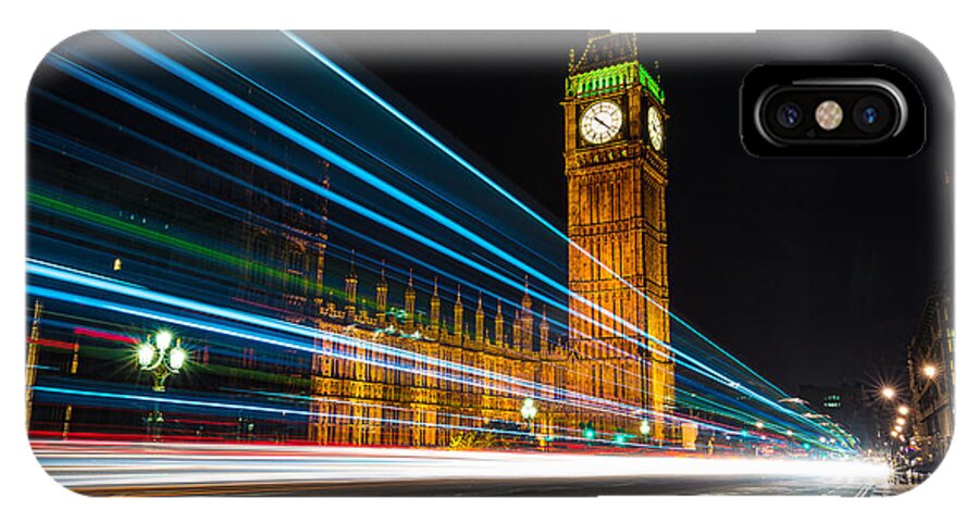 London iPhone X Case featuring the photograph Westminster Light Trails by Matt Malloy
