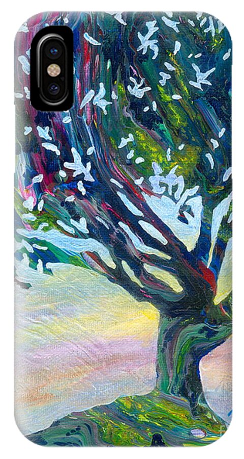 Tree iPhone X Case featuring the painting Whimsical Tree Pastel Sky by Denise Hoag