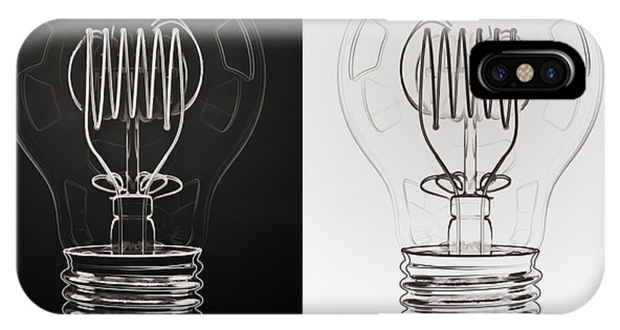 Bulb iPhone X Case featuring the digital art White Bulb Black Bulb by Scott Norris