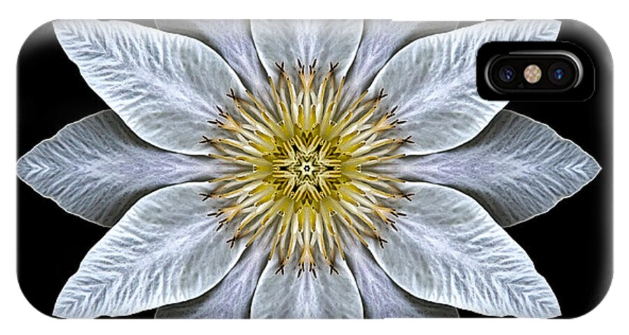 Flower iPhone X Case featuring the photograph White Clematis Flower Mandala by David J Bookbinder