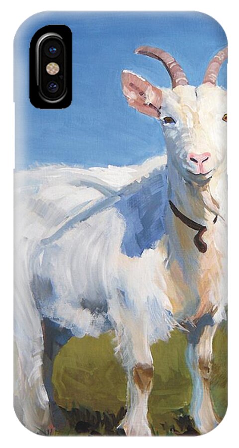 Goats iPhone X Case featuring the painting White Goat by Mike Jory