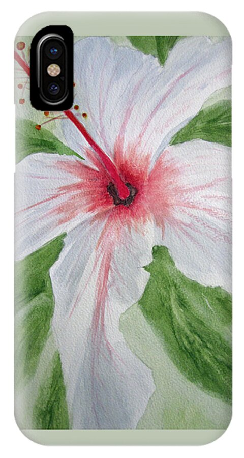 Floral iPhone X Case featuring the painting White Hibiscus Flower by Elvira Ingram
