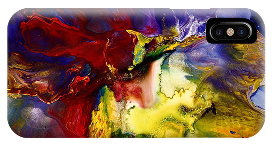 Colorful iPhone X Case featuring the painting Who Knows Modern Abstract Art by Serg Wiaderny