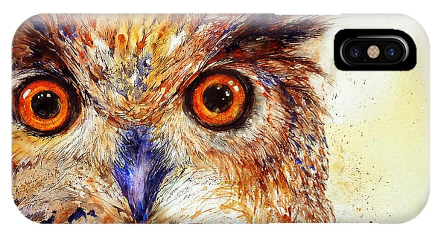 Owl iPhone X Case featuring the painting Wide Eyed_ the Owl by Arti Chauhan
