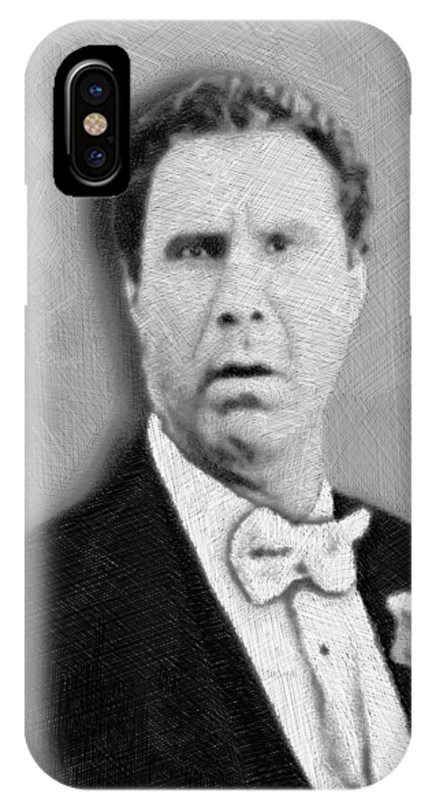 Anchorman iPhone X Case featuring the mixed media Will Ferrell Old School by Tony Rubino