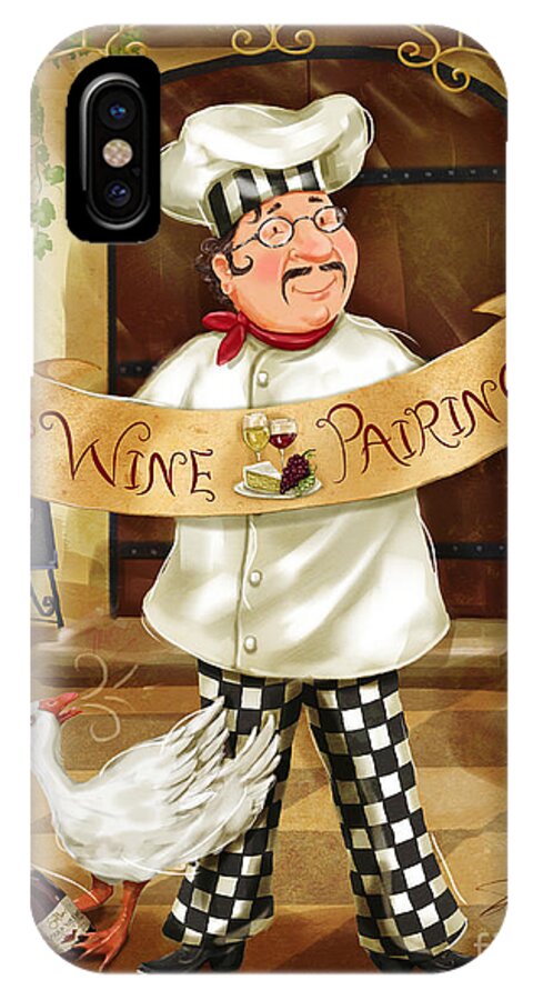 Chef iPhone X Case featuring the mixed media Wine Pairing Chef by Shari Warren
