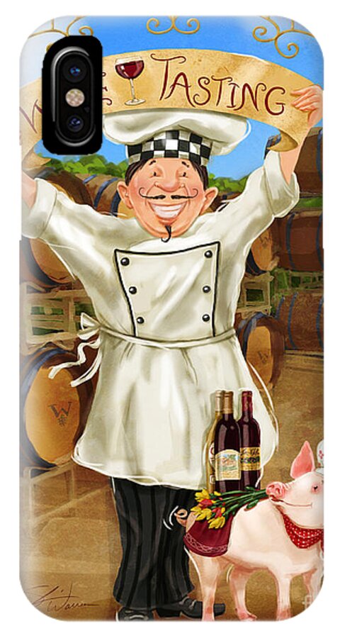 Chef iPhone X Case featuring the mixed media Wine Tasting Chef by Shari Warren
