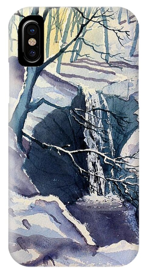 Glenn Marshall iPhone X Case featuring the painting Winter Falls by Glenn Marshall