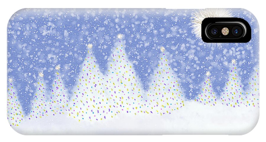 Sparkles iPhone X Case featuring the digital art Winter Scene by Debra Congi
