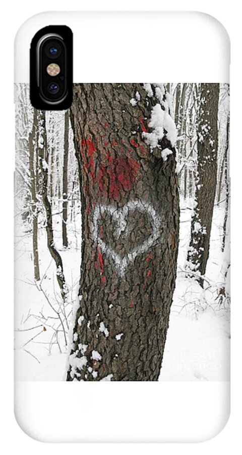 Heart iPhone X Case featuring the photograph Winter Woods Romance by Ann Horn