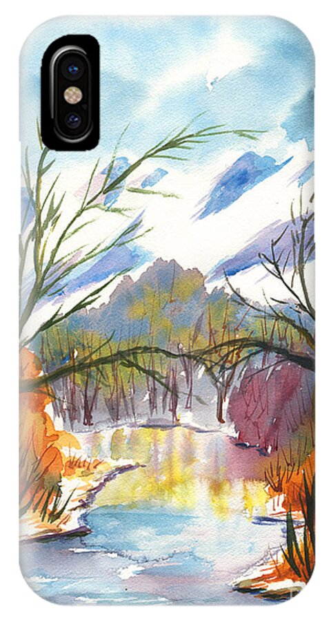Winter iPhone X Case featuring the painting Wintry Reflections by Walt Brodis