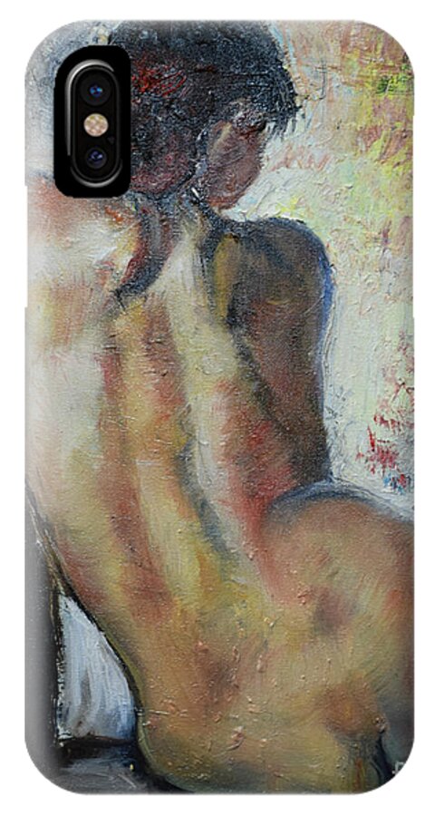 Raija Merila iPhone X Case featuring the painting Woman's Back by Raija Merila