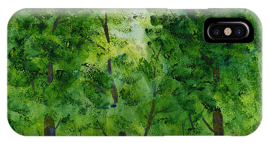 Landscape iPhone X Case featuring the painting Woodland Haven by Julia Stubbe