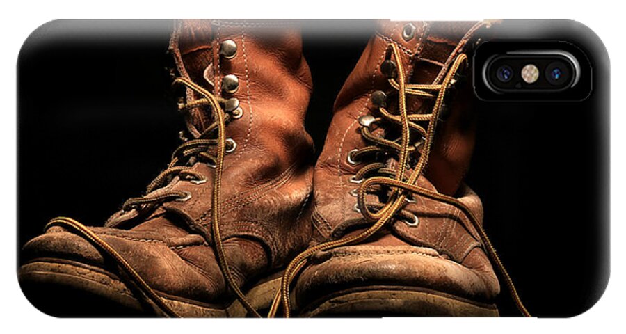 Boots iPhone X Case featuring the photograph Work Boots by Christopher McKenzie