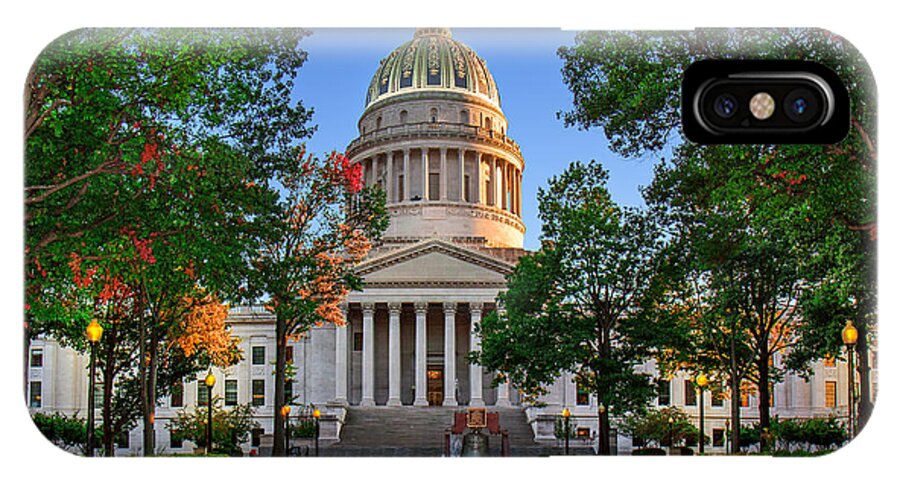 West Virginia iPhone X Case featuring the photograph WV Capitol as dusk by Mary Almond