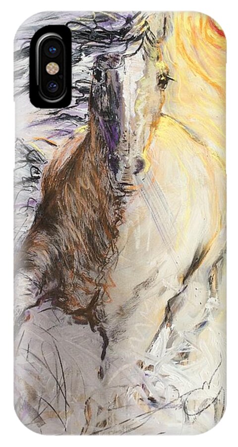 Paintings iPhone X Case featuring the painting Year Of The Horse by Elizabeth Parashis