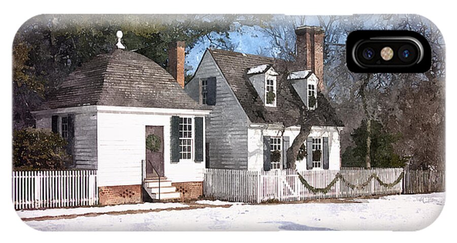 Cottage iPhone X Case featuring the painting Yule Cottage by Shari Nees