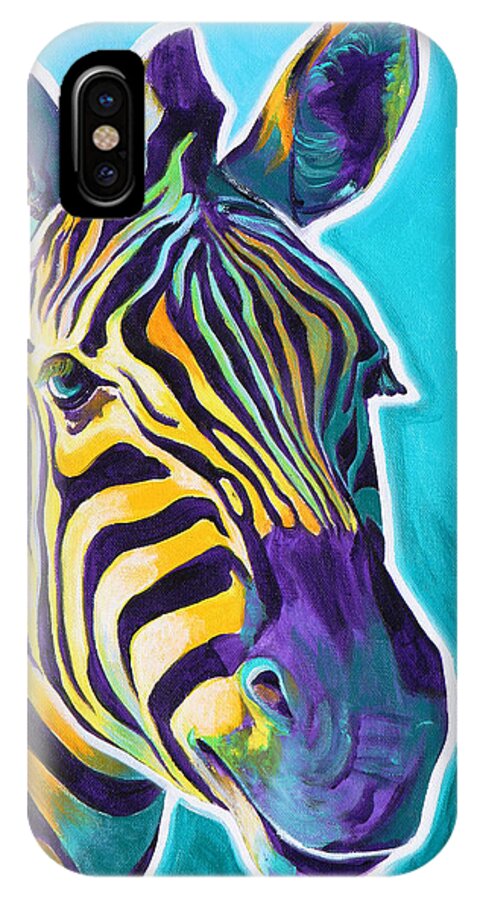 Zebra iPhone X Case featuring the painting Zebra - Sunrise by Dawg Painter