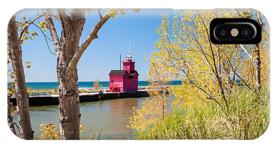 Holland iPhone X Case featuring the photograph Holland MI Lighthouse #1 by Larry Carr