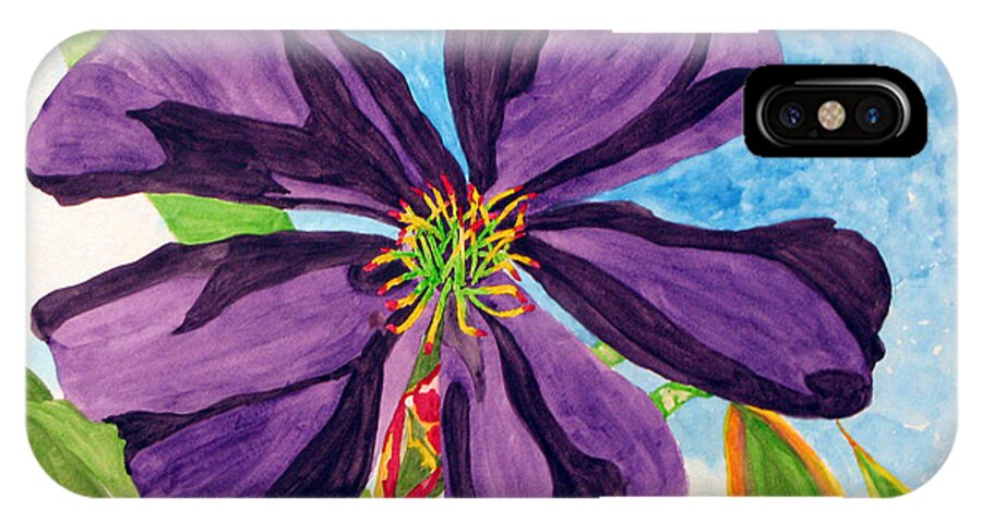Floral Painting iPhone X Case featuring the painting Our Very Bold Tibouchina #1 by Debi Singer
