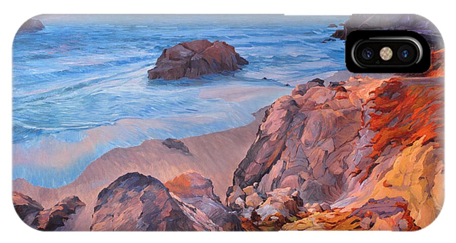 California Seascape iPhone X Case featuring the painting Point Lobos at San Francisco #1 by Judith Barath