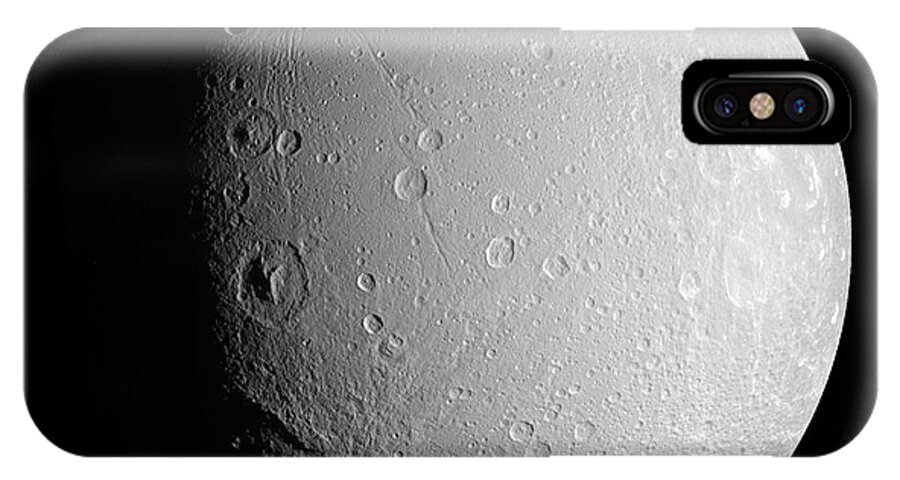 Basin iPhone X Case featuring the photograph Saturns Moon Dione #1 by Stocktrek Images