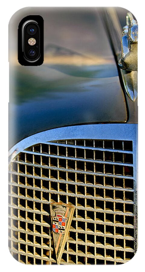 1937 Cadillac iPhone X Case featuring the photograph 1937 Cadillac Hood Ornament and Grille by Jill Reger