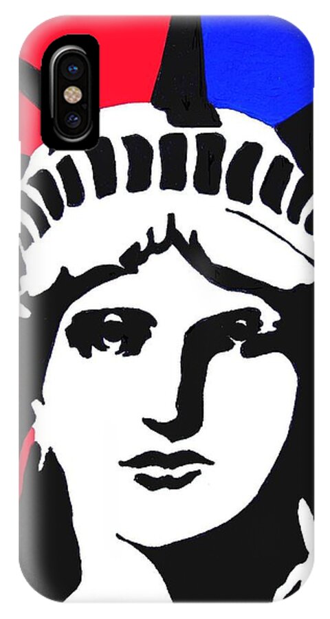 Statue Of Liberty iPhone X Case featuring the painting Lady Liberty by Vickie G Buccini