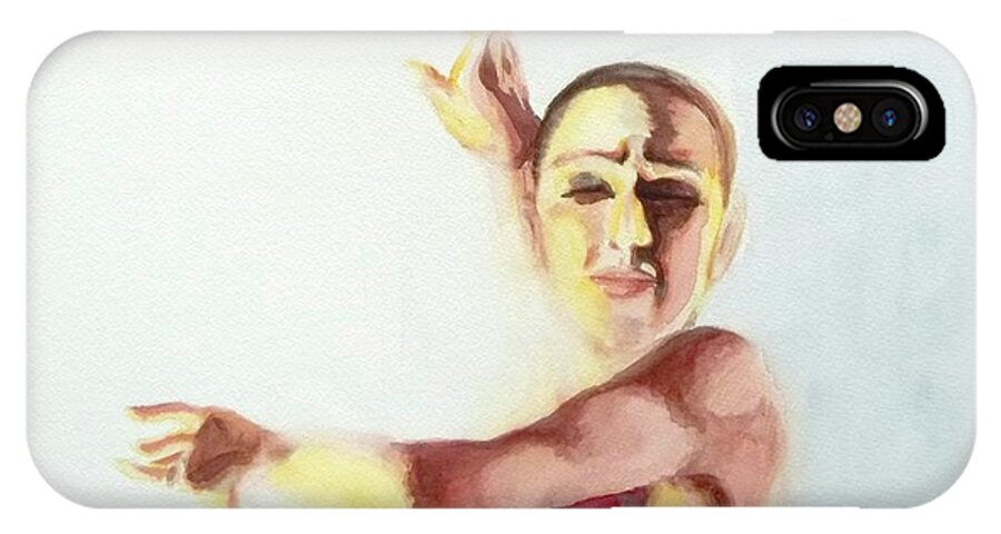 Flamenco iPhone X Case featuring the painting A Flamenco Dancer by Yoshiko Mishina