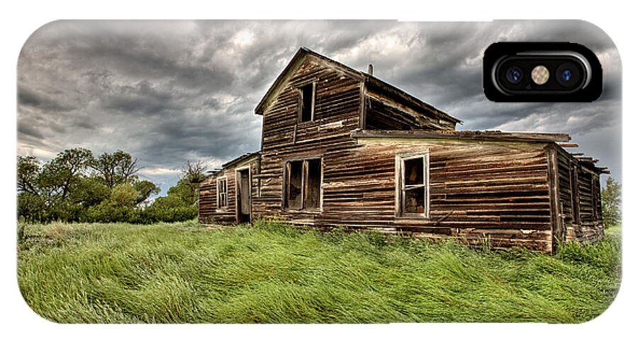 Saskatchewan iPhone X Case featuring the digital art Abandoned Farm Buildings Saskatchewan by Mark Duffy