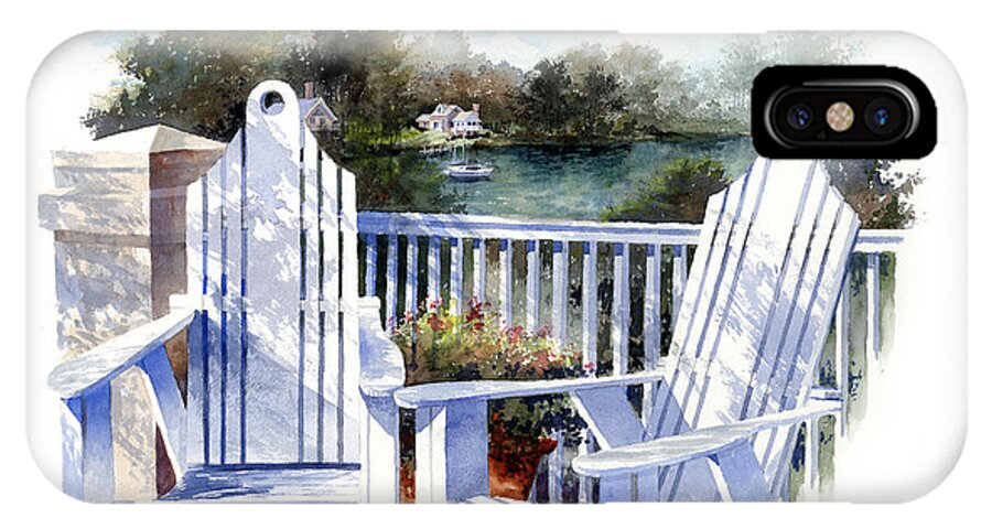 Chair iPhone X Case featuring the painting Adirondack Chairs Too by Andrew King