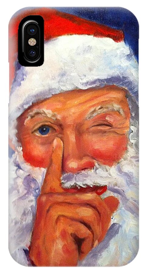 Santa iPhone X Case featuring the painting And Giving a Wink by Carol Berning