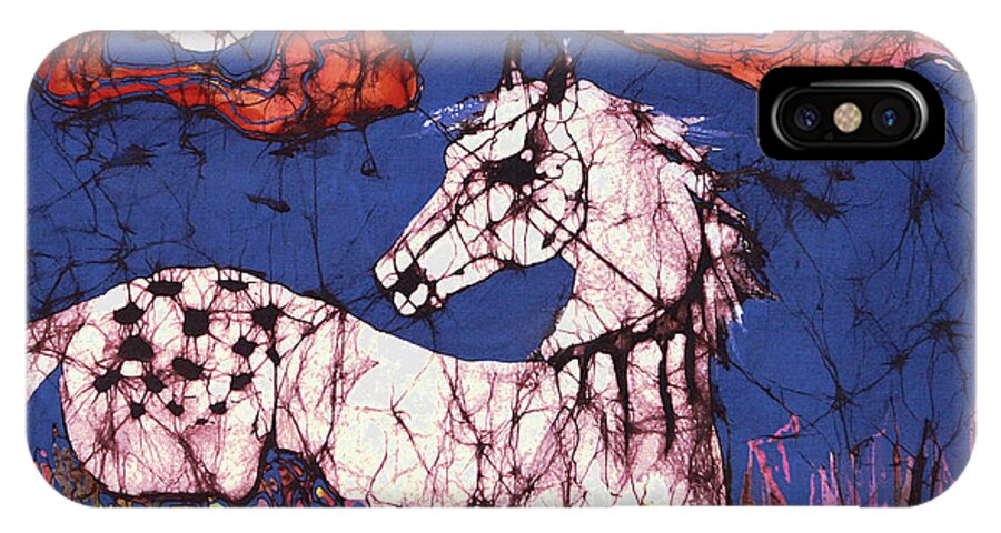 Batik iPhone X Case featuring the tapestry - textile Appaloosa in Flower Field by Carol Law Conklin