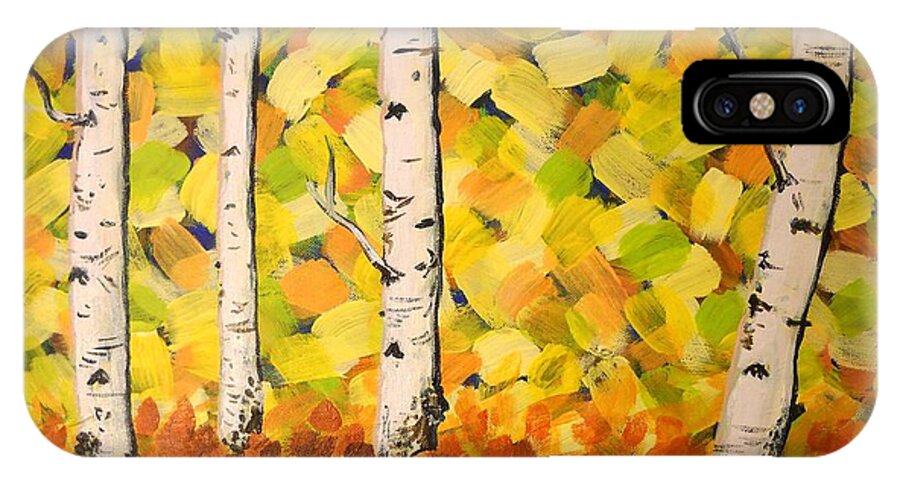 Aspens iPhone X Case featuring the painting Autumn Aspens by Cami Lee