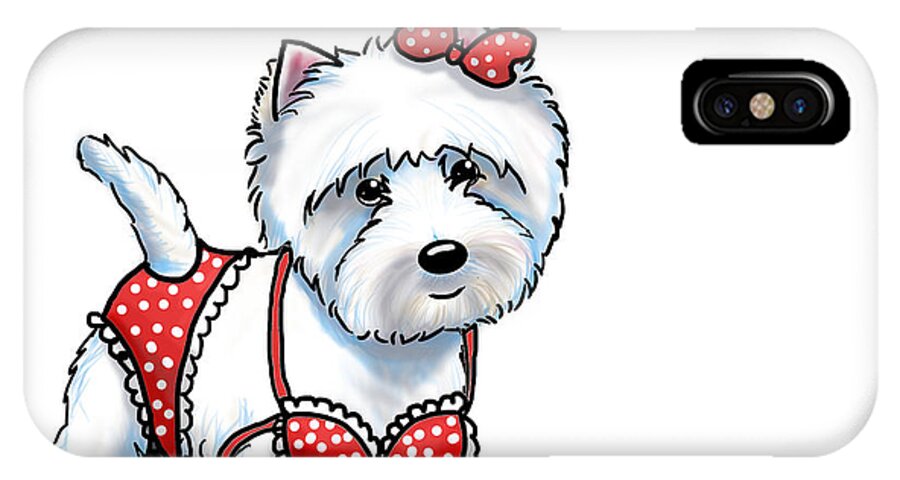 Westie iPhone X Case featuring the mixed media Beach Babe Westie by Catia Lee