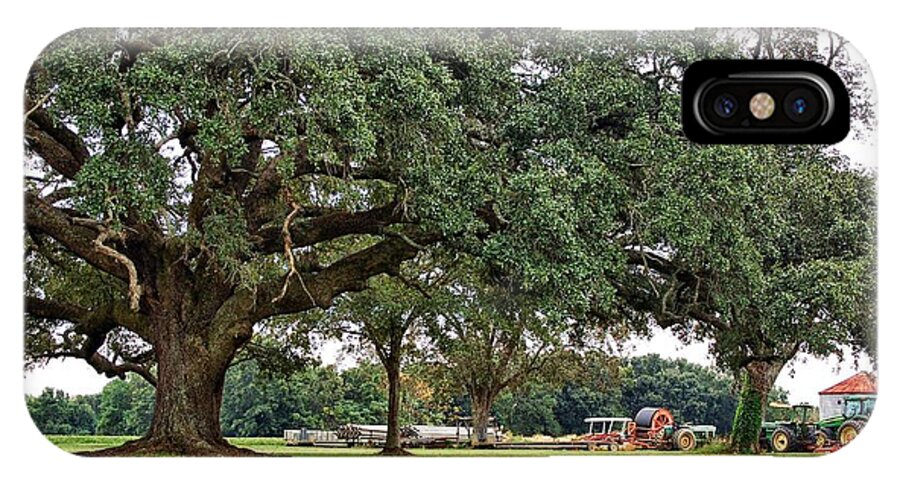 Alabama Photographer iPhone X Case featuring the digital art Big Oak and the Tractors by Michael Thomas